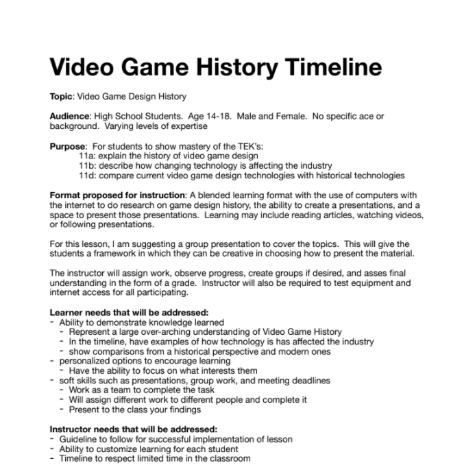 video game history document